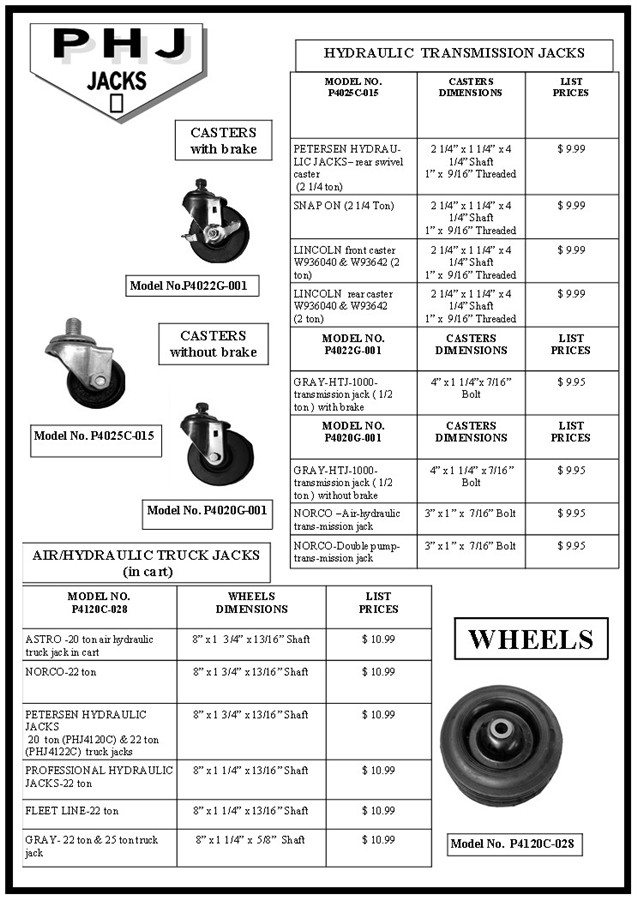 REPLACEMENT CASTERS AND WHEELS